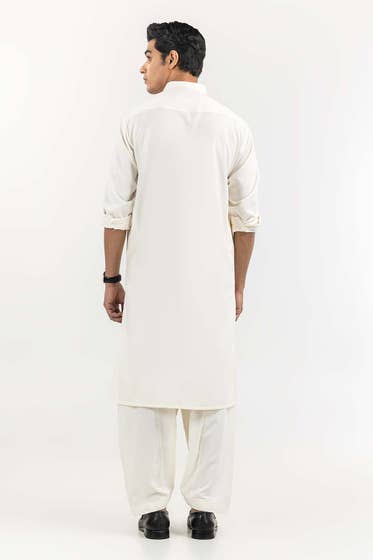 Cream Basic Shalwar Kameez