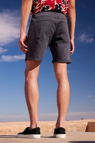 Stretch Denim Shorts For Mens Charcoal Grey