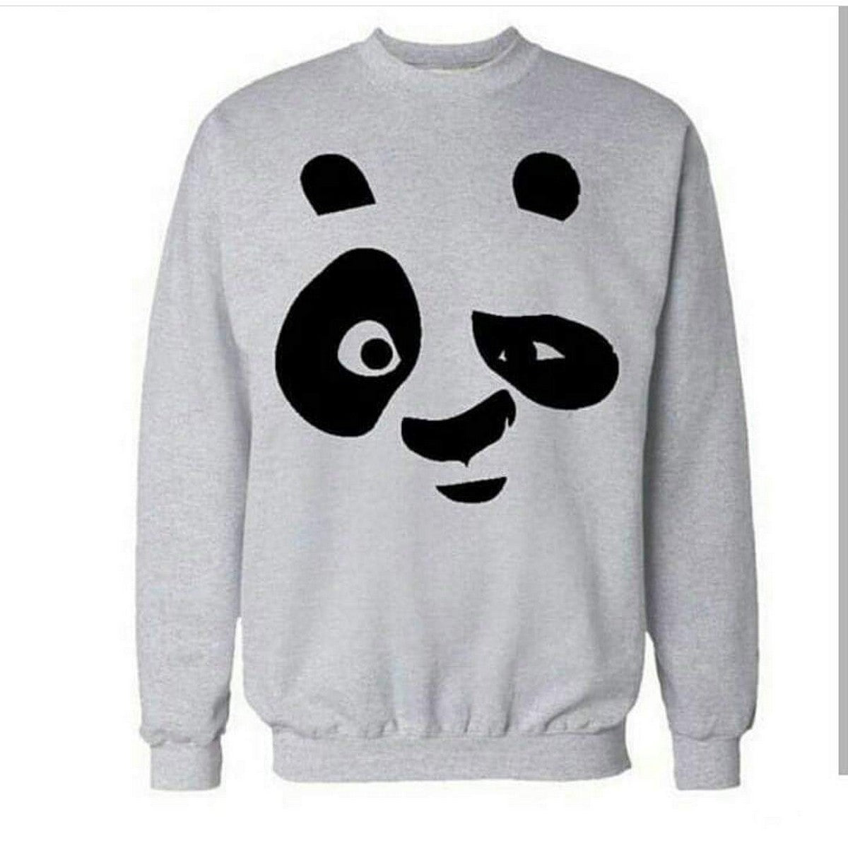 Grey Panda Fleece Full Sleeves Pull Over Sweatshirt For Women