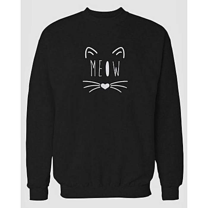 "MEOW"SWEATSHIRTS BLACK - AceCart Warm Hooded Sweatshirt in Black