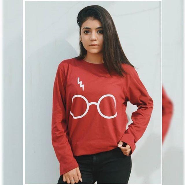 Red Harry Glasses Printed T-Shirt For Women - Front View - AceCart