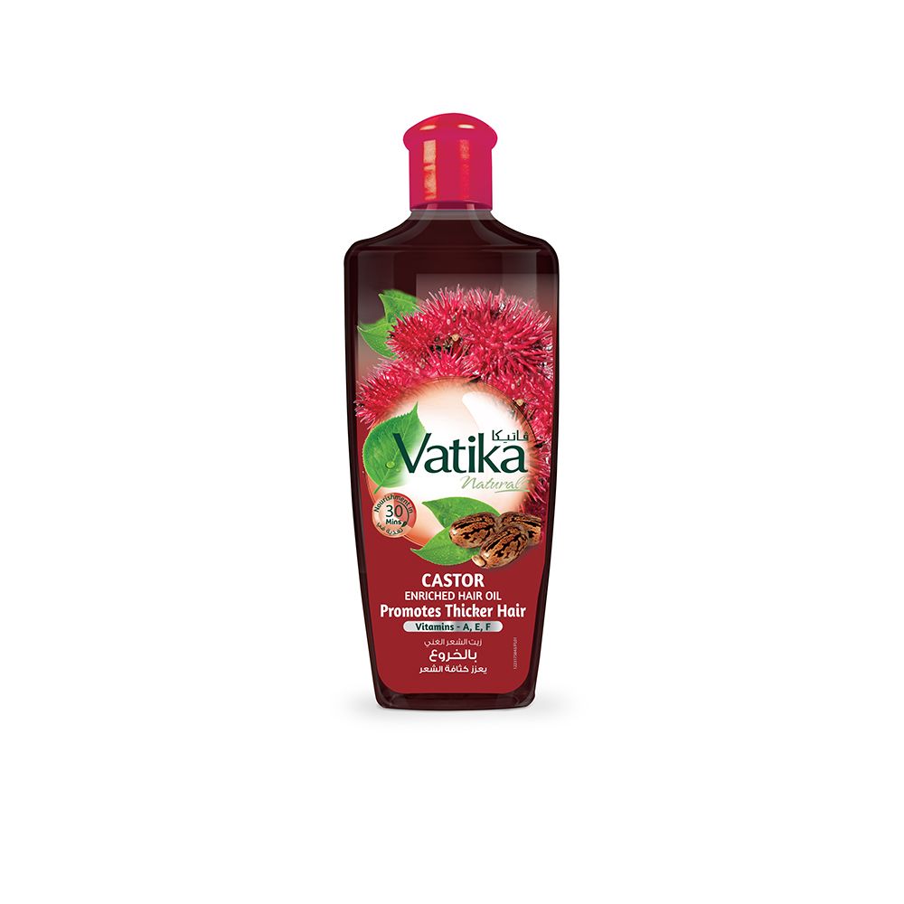 Dabur Vatika Naturals Promotes Thicker Hair Castor Enriched Hair Oil, 200ml - Front View
