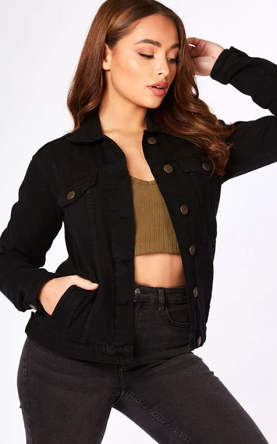 Women Black Solid Jacket  - Front View - Available in Sizes S