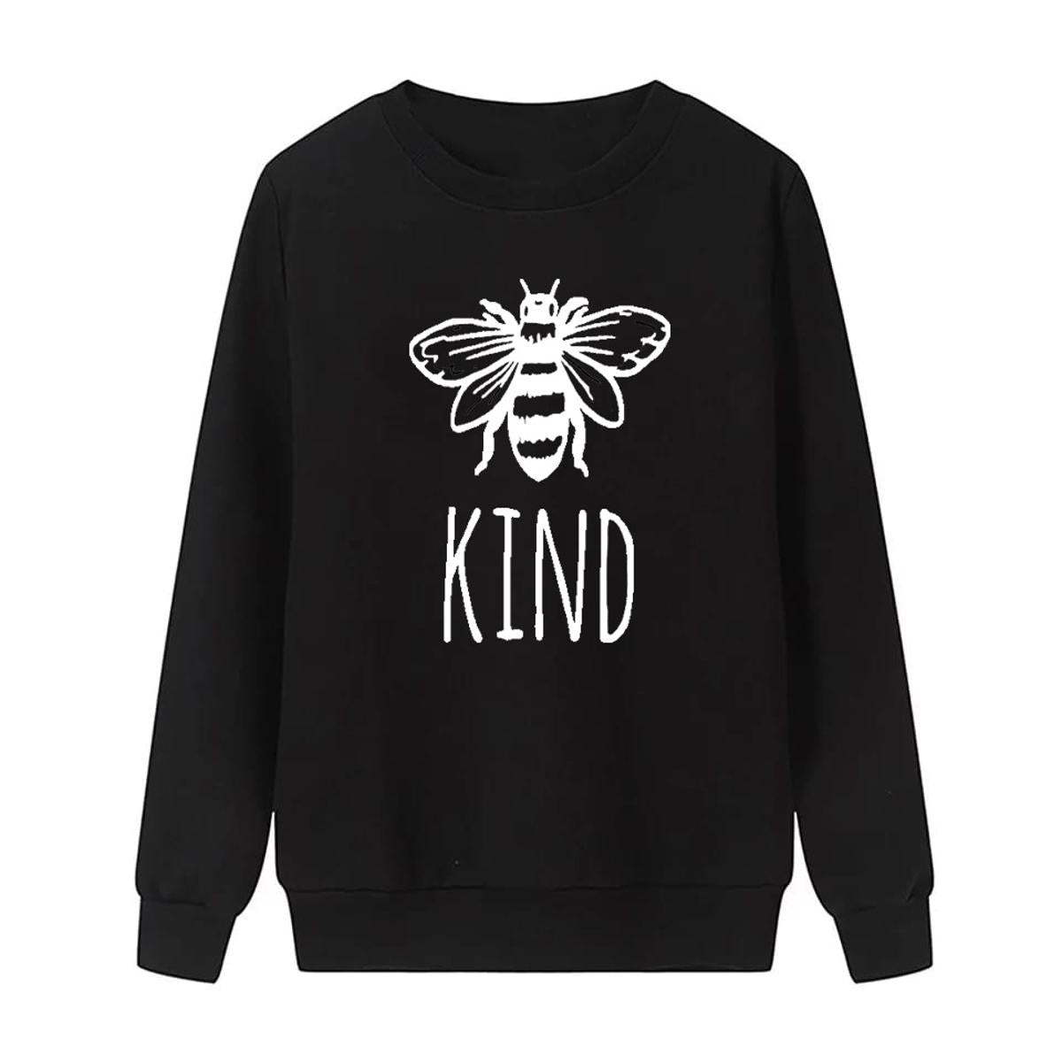 Bee Kind Fleece Full Sleeves Pull Over Sweatshirt For Women