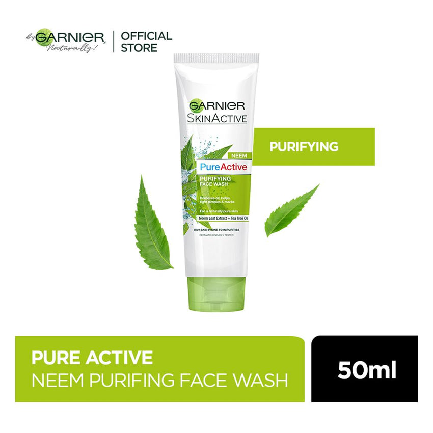Garnier Skin Active Pure Active Neem Purifying Face Wash, For Normal To Oily Skin, 50ml - Front View
