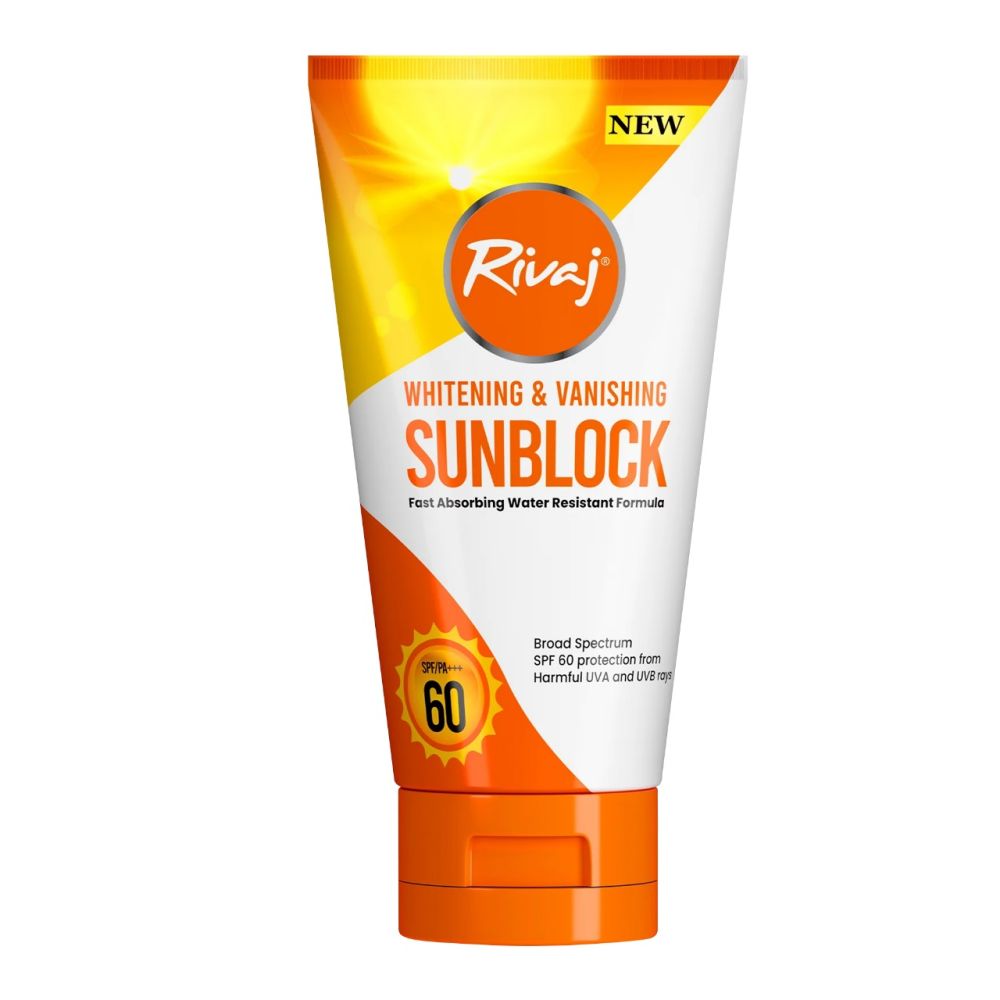Rivaj Whitening & Vanishing Sunblock, SPF-60, 100ml - Front View