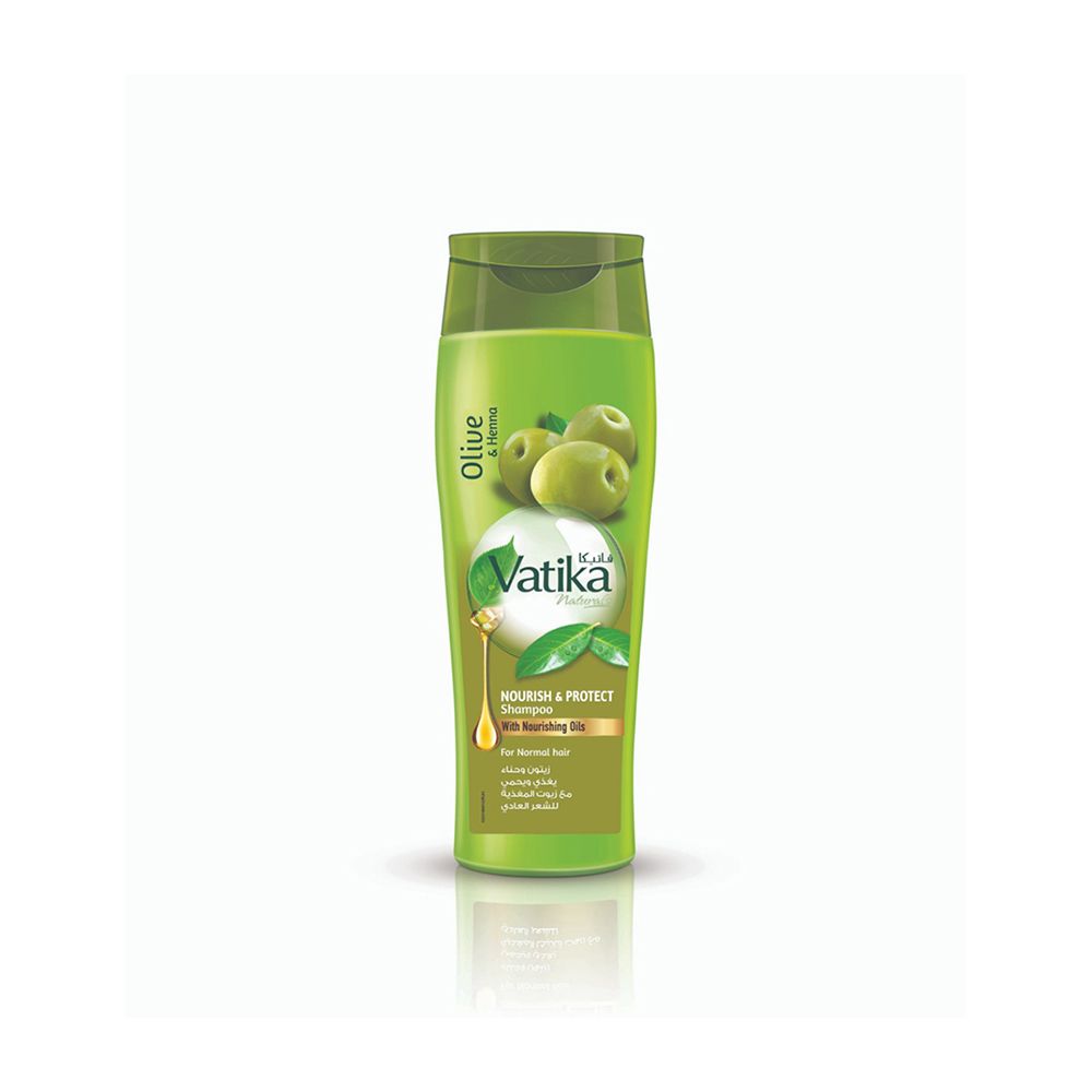 Dabur Vatika Naturals Olive And Henna Nourish & Protect Shampoo, For Normal Hair, 185ml - Front View