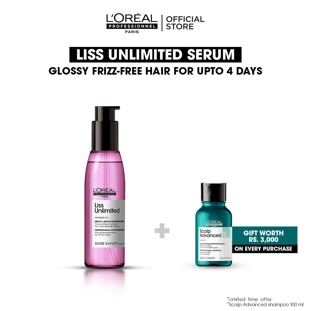 L'Oreal Professionnel Serie Expert Liss Unlimited Serum 125 ML - For Frizzy & Unruly Hair With Pro-Keratin - Front View