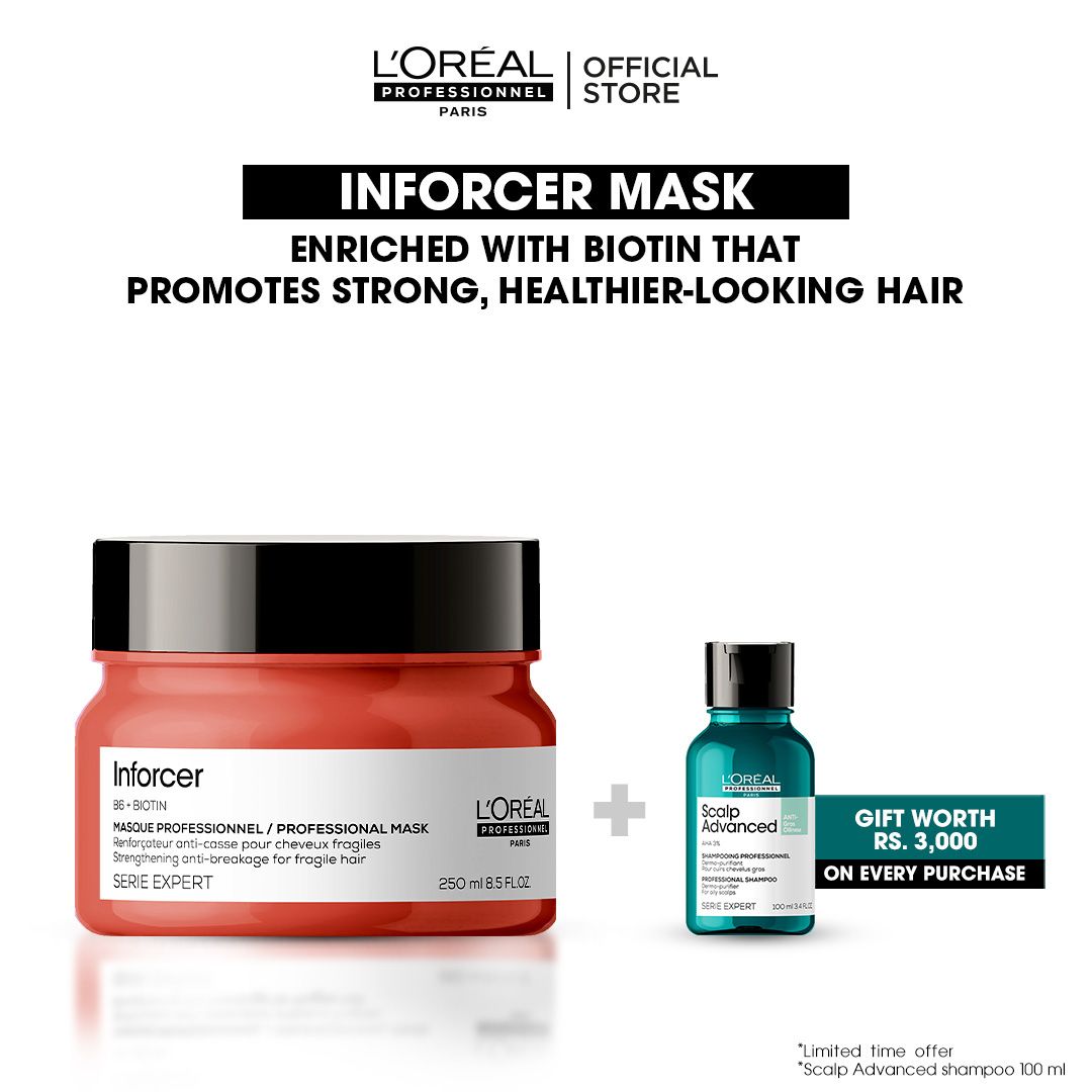 L'Oreal Professionnel Serie Expert Inforcer Mask 300 ML - For Weak & Brittle Hair With Biotin & Vitamin B6 - Front View