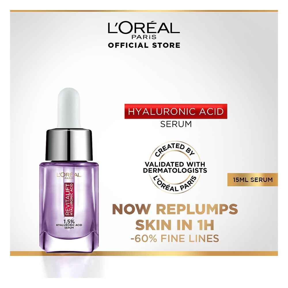 L'Oreal Paris Innovation Revitalift Hyaluronic Acid 1.5% Hyaluron Serum, 15ml - Hydrating, Anti-Aging, Glass Skin - Front View