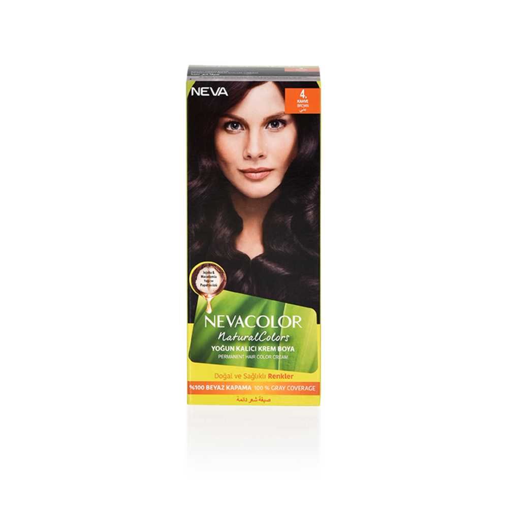 Neva Hair Color, 50ml, Kit Pack No. 4 Brown - Front View