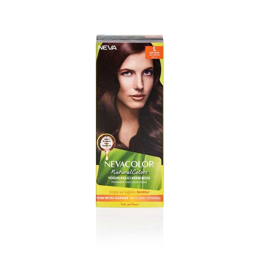 Neva Hair Color, 50ml, Kit Pack No. 5 Light Brown - Front View