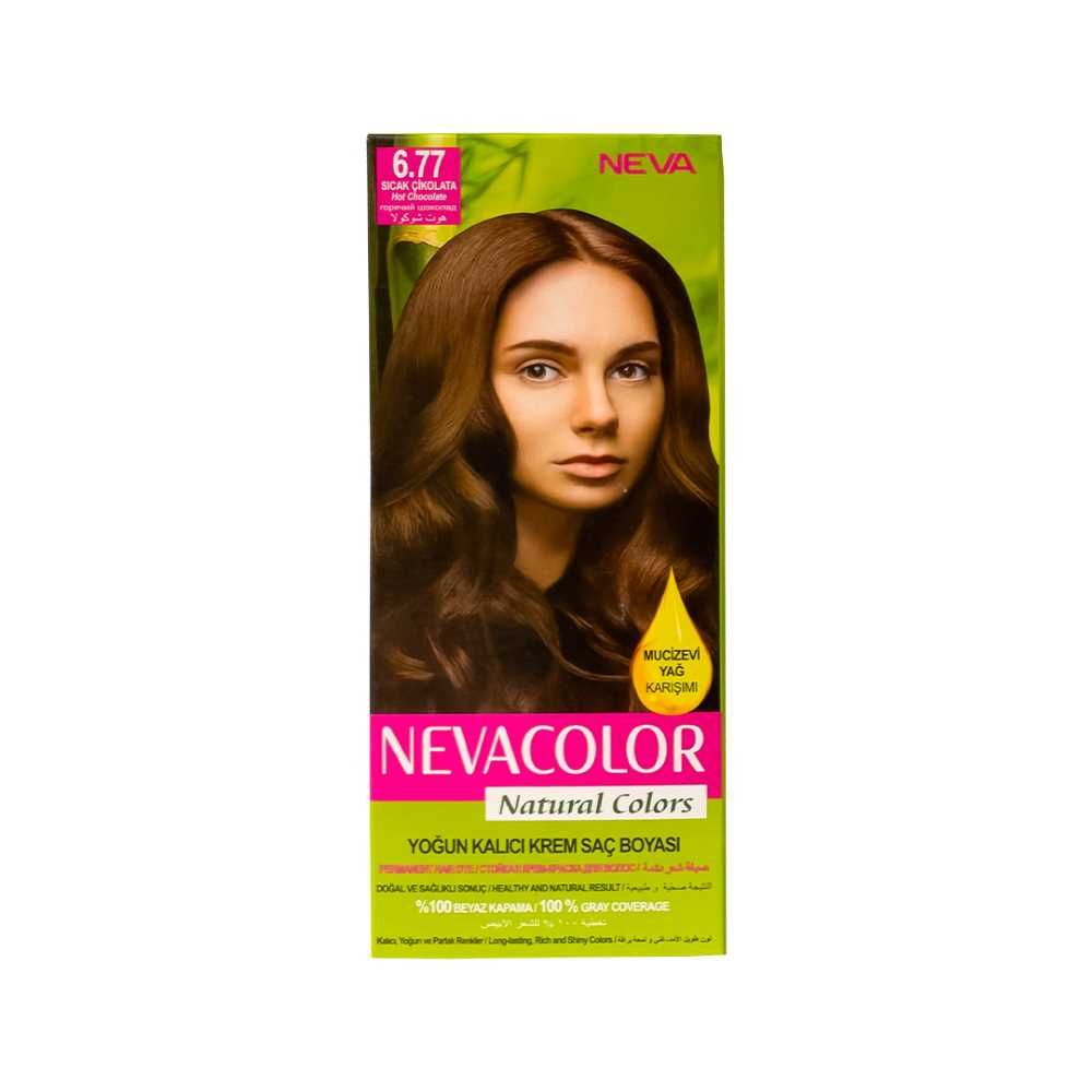 Neva Hair Color, 50ml, Kit Pack No. 6.77 Hot Chocolate - Front View
