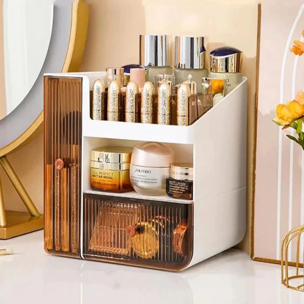 Matrix Transparent And Visible Cosmetic Organizer With Drawers, Make Up Stands For Accessories - Front View