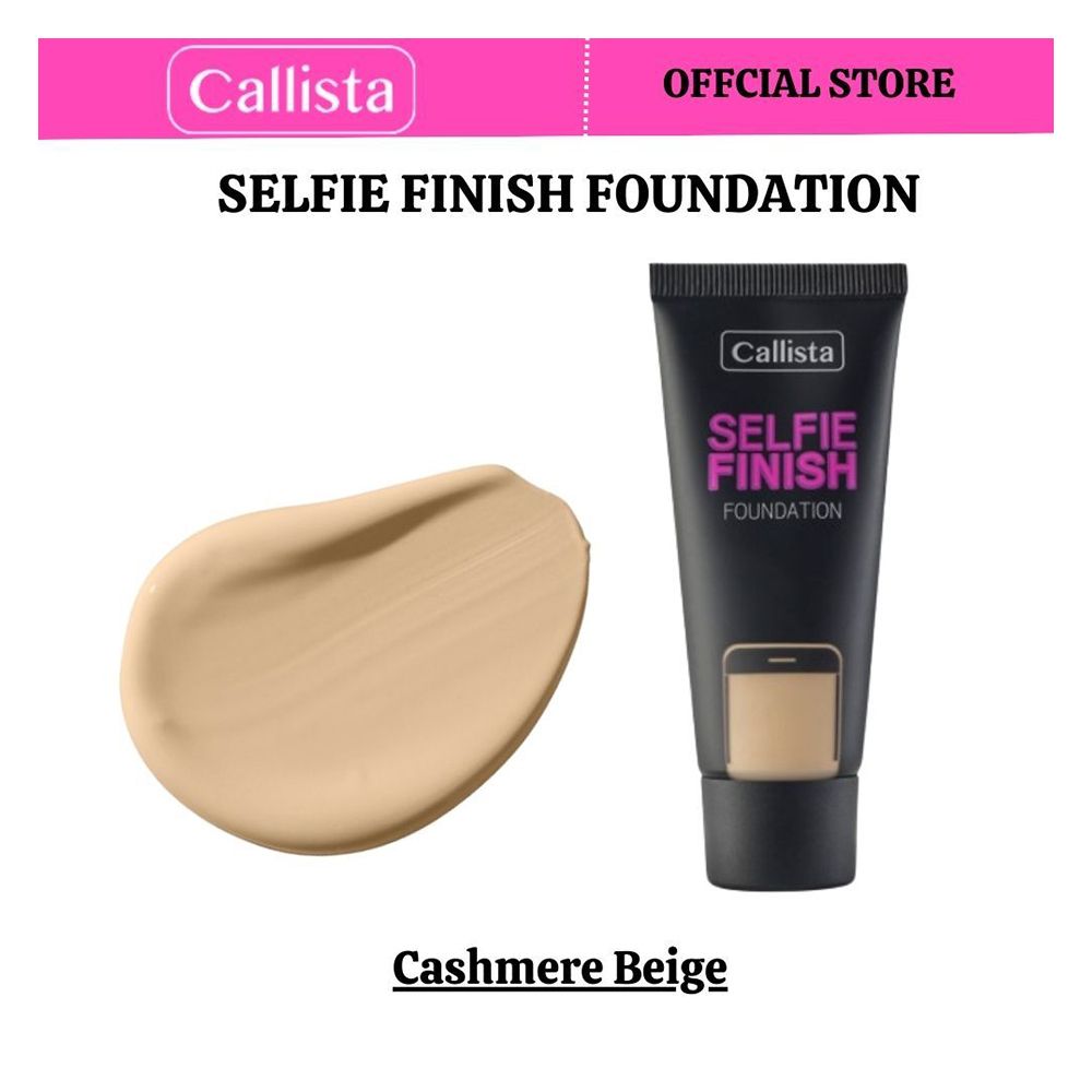 Callista Selfie Finish Foundation, Vegan, Almond Oil, SPF 15 & Cruelty Free, 25ml, 120 Cashmere Beige - Front View