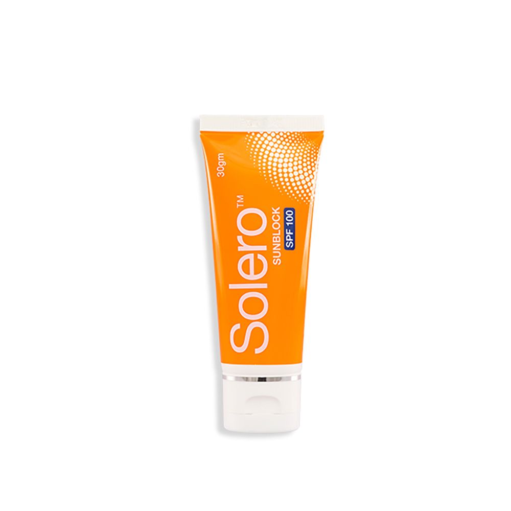 Solero Sun Block SPF-100, Protects UVA/UVB, Reduce Hyperpigmentation and Dark Spots, 30g - Front View
