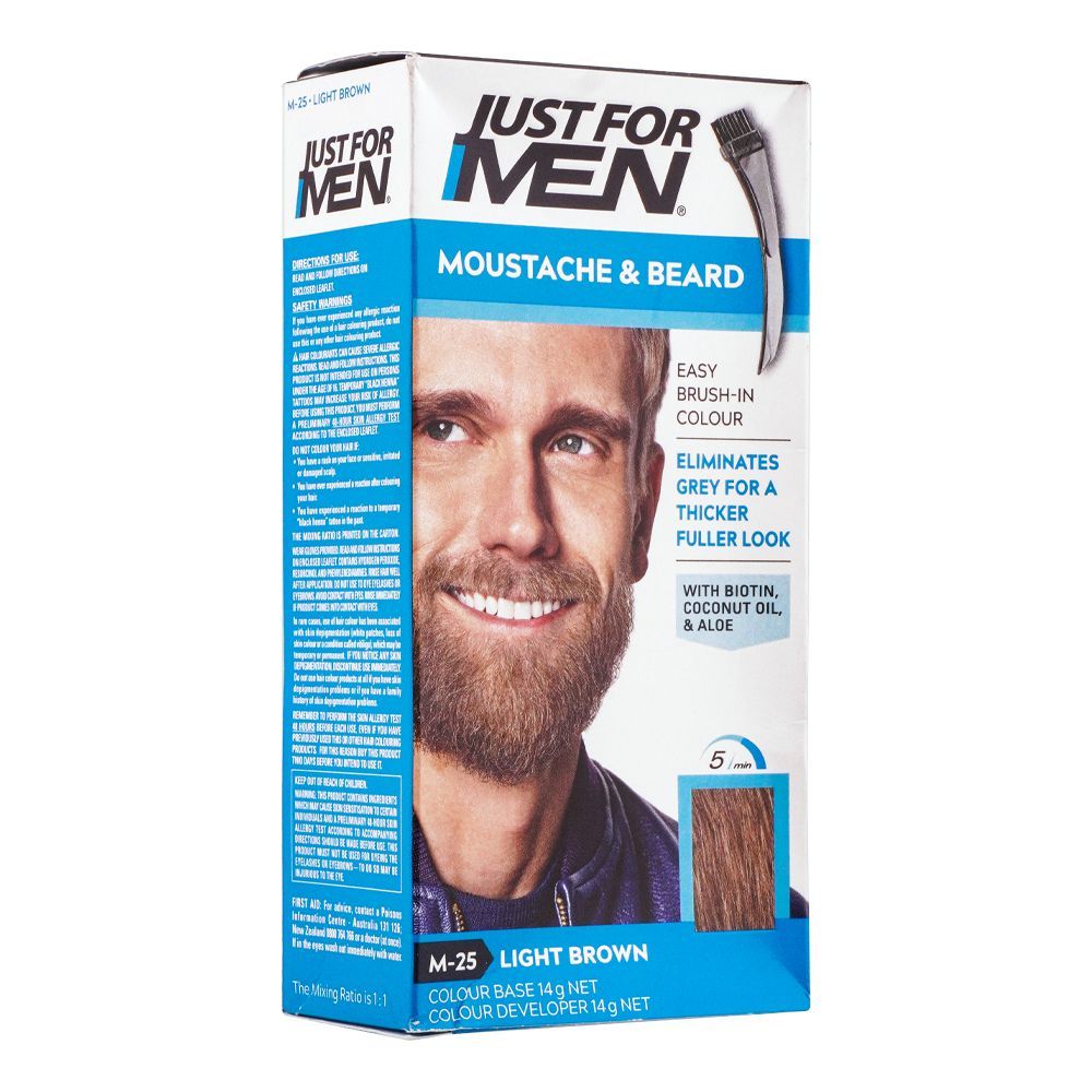 Just For Men Moustache & Beard Colour, M-25 Light Brown - Front View