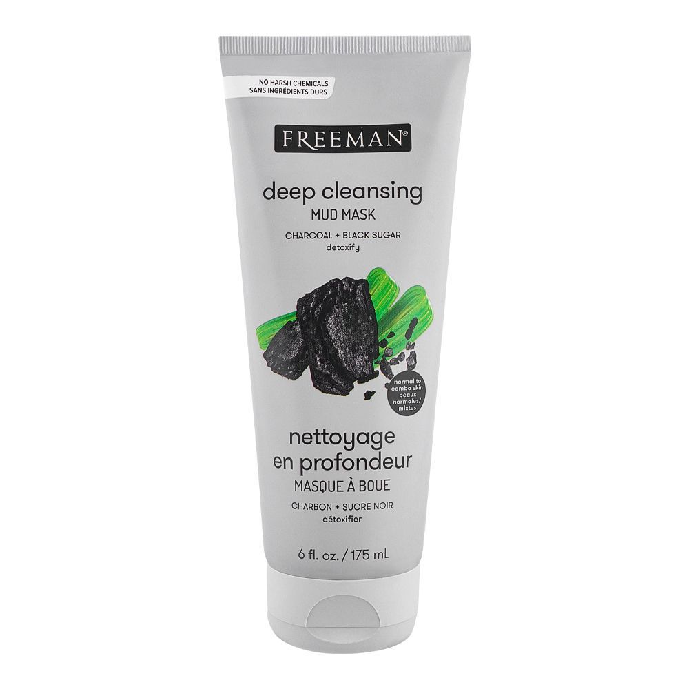 Freeman Detoxifying Charcoal + Black Sugar Mud Mask, 175ml - Front View