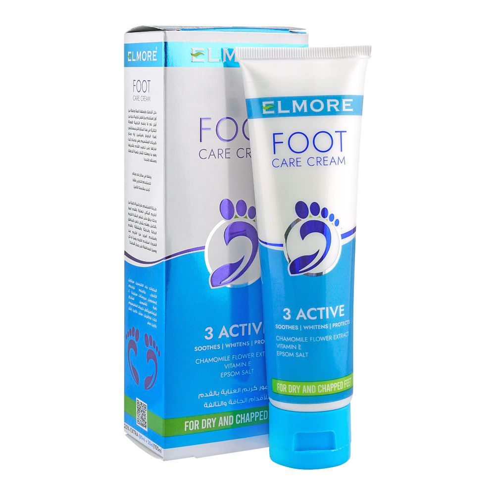 Elmore 3 Active Ultimate Foot Care Cream, For Dry & Chapped Feet, 80g - Front View