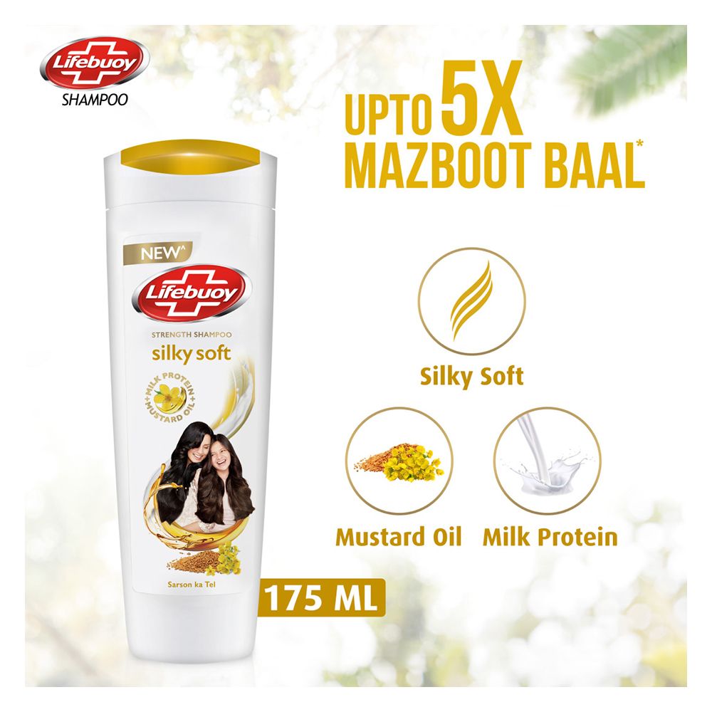 Lifebuoy Silky Soft Milk Protein + Mustard Oil Strength Shampoo, 175ml - Front View