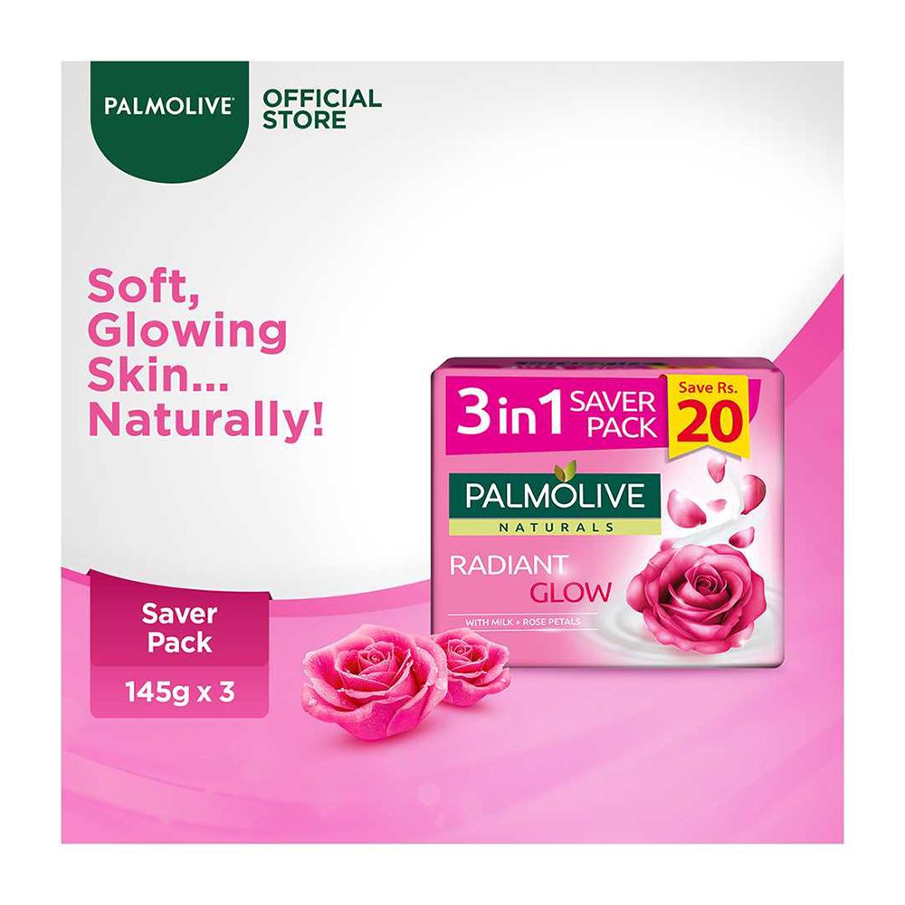Palmolive Naturals Glow Soap, 3-In-One Pack, 3X145g - Front View
