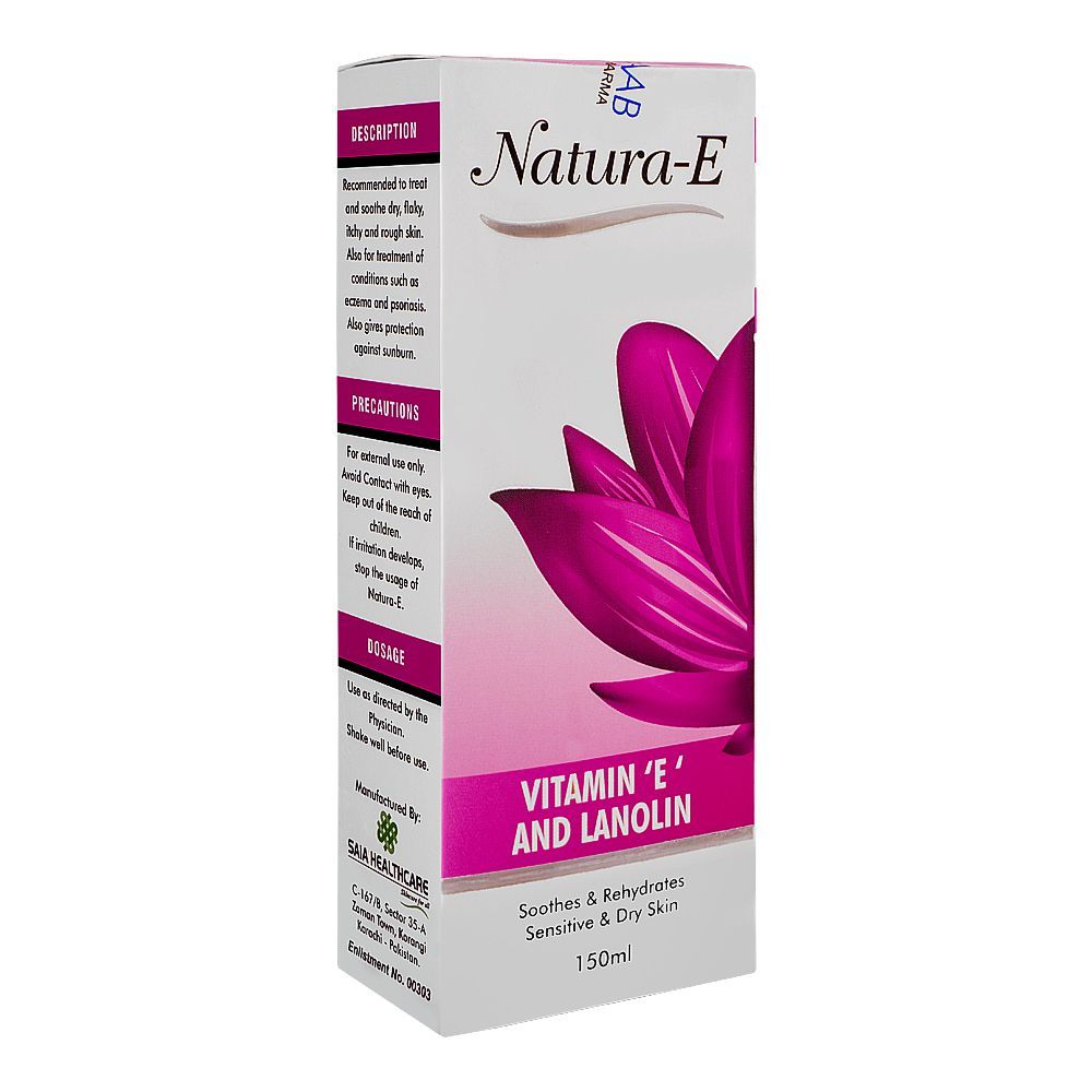 Natura-E Vitamin E & Lanolin Lotion, Soothes & Rehydrates Sensitive & Dry Skin, 150ml - Front View