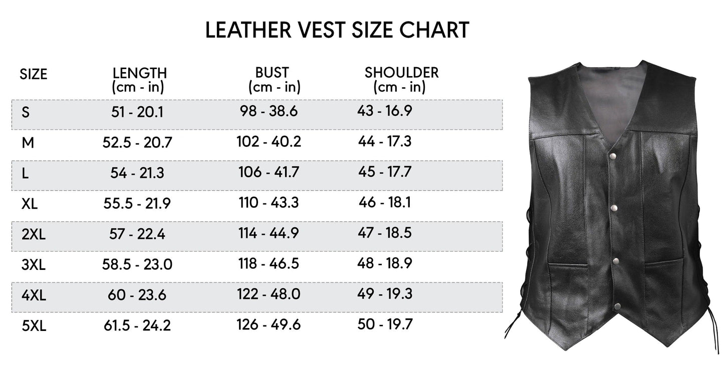 Ace Revolver Genuine Leather Motorcycle Vest for Men