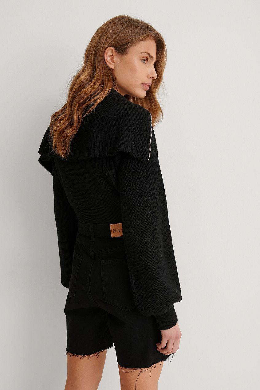 Organic Raw Hem High Waist Shorts Black - Back View - AceCart