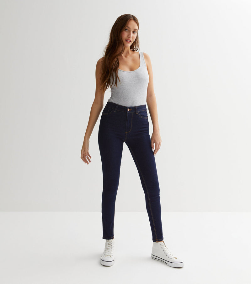 Navy Mid Rise Skinny Jeans