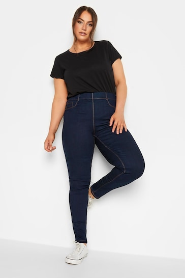 Yours Curve Pull On Jenny Jeggings - Stylish Women's Jeggings - Available In Navy Blue