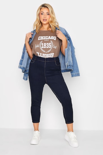 Yours Curve Cropped Jenny Jeggings - Stylish Women's Jeggings - Available In Blue