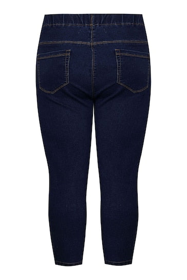 Yours Curve Cropped Jenny Jeggings - Stylish Women's Jeggings - Available In Blue