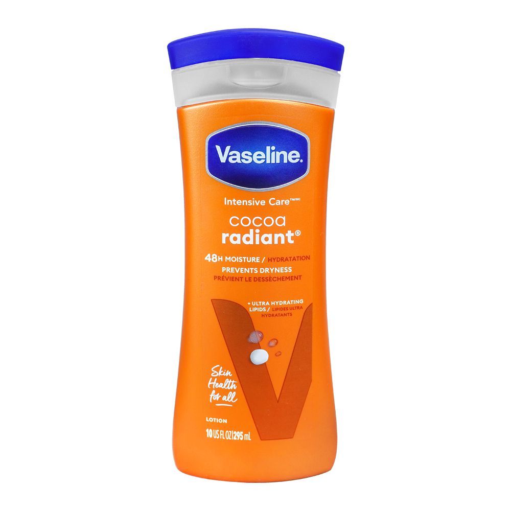 Vaseline Intensive Care Cocoa Radiant Body Lotion, With Pure Cocoa Butter, Imported, 295ml - Front View