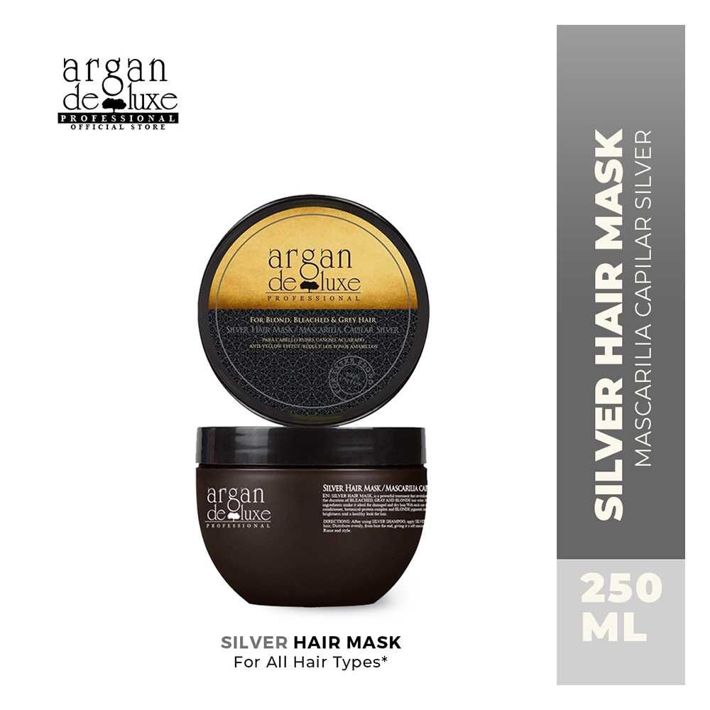 Argan De Luxe Silver Hair Mask, For Blonde/Bleached & Grey Hair, 250ml - Front View
