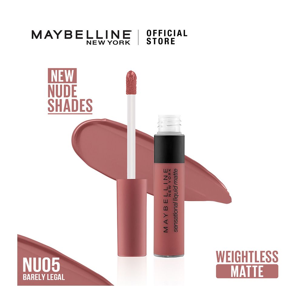 Maybelline New York Sensational Liquid Matte Lip Tint - Long lasting, Lightweight, Soft Matte Liquid Lipstick - Barely Legal - Front View
