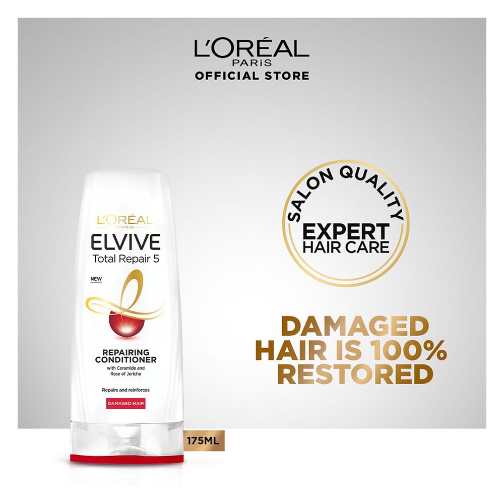 L'Oreal Paris Total Repair 5 Repairing Conditioner, For Damaged Hair, 175ml - Front View