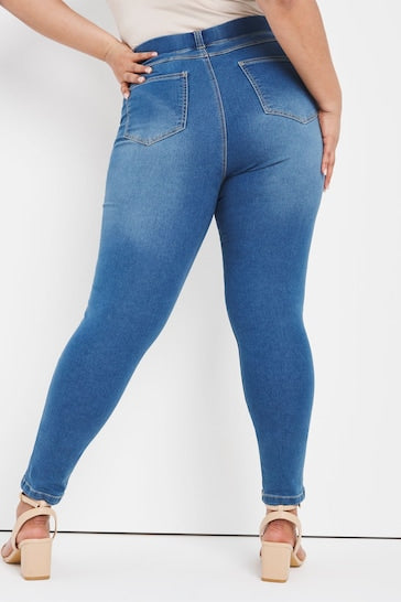 Simply Be Amber Mid Blue Skinny Jeggings - Stylish Women's Jeggings - Available In Blue