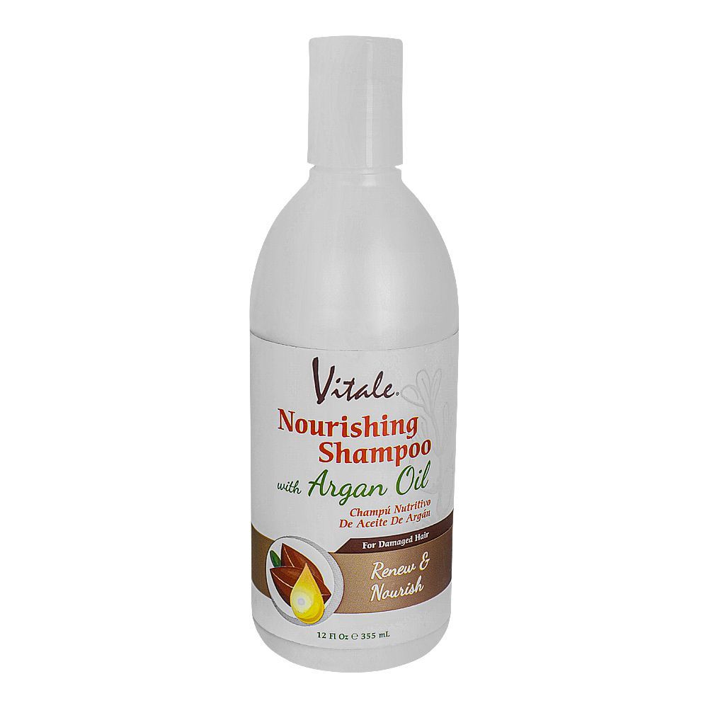 Vitale Argan Oil Renew & Nourish Nourishing Shampoo, For Damaged Hair, 335ml - Front View