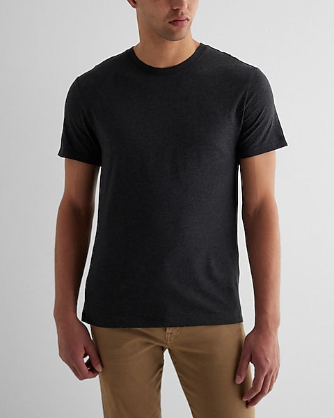 Perfect Cotton Crew Neck T-Shirt Charcoal - Front View