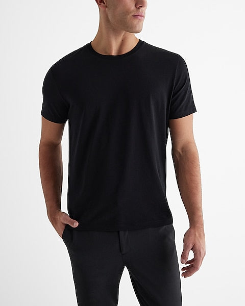 Perfect Cotton Crew Neck T-Shirt Black - Front View