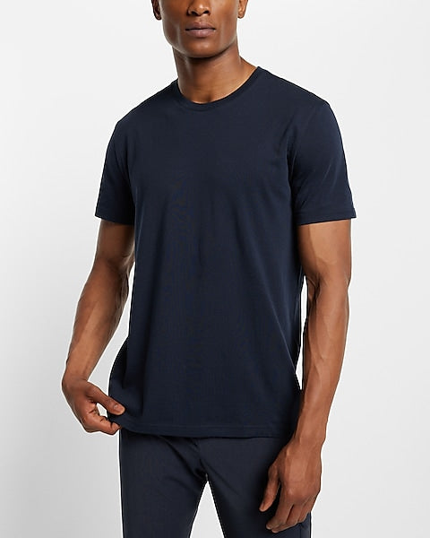 Perfect Cotton Crew Neck T-Shirt Navy Blue - Front View