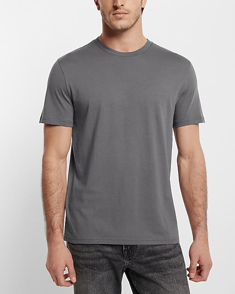 Perfect Cotton Crew Neck T-Shirt Grey - Front View