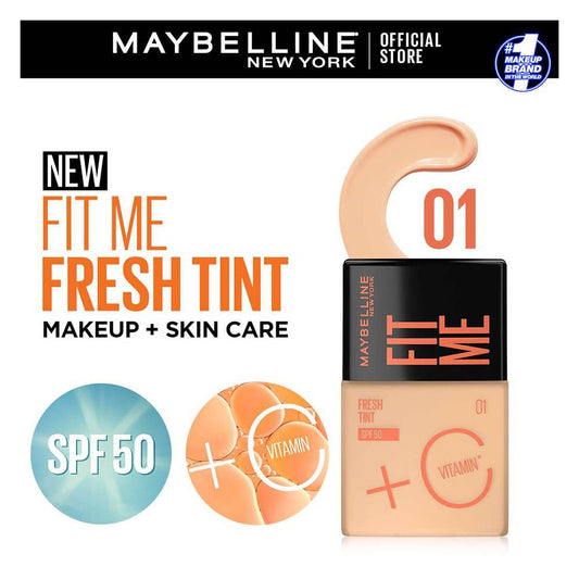 Maybelline New York Fit Me Fresh Tint With SPF 50 & Vitamin C, Natural Coverage Foundation, For Daily Use, Shade 01, 30ml - Front View