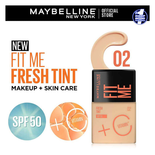 Maybelline New York Fit Me Fresh Tint With SPF 50 & Vitamin C, Natural Coverage Foundation, For Daily Use, Shade 02, 30ml - Front View