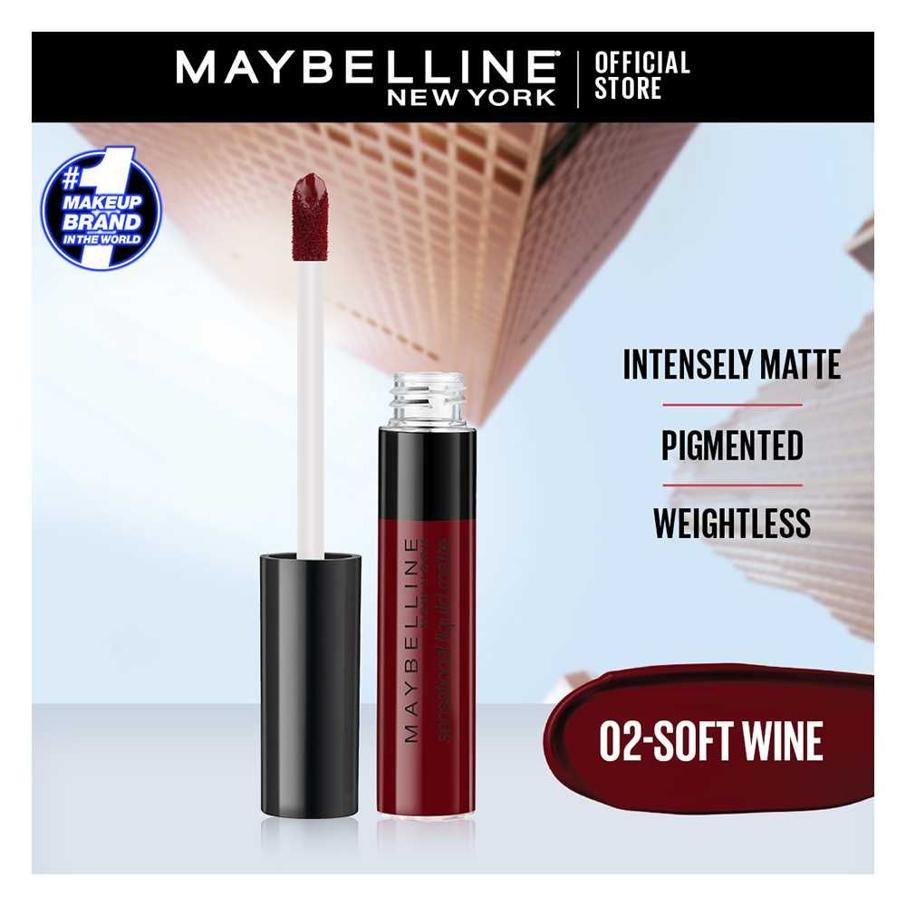 Maybelline New York Color Sensational Liquid Matte Lipstick, 02 Soft Wine - Front View