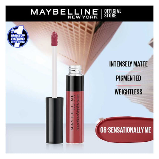 Maybelline New York Sensational Liquid Matte Lip Tint - Long lasting, Lightweight, Soft Matte Liquid Lipstick - Sensationally Me - Front View