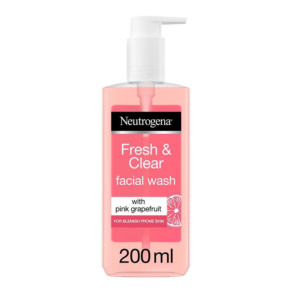 Neutrogena Fresh & Clear Pink Grapefruit Facial Wash, For Blemish Prone Skin, 200ml - Front View