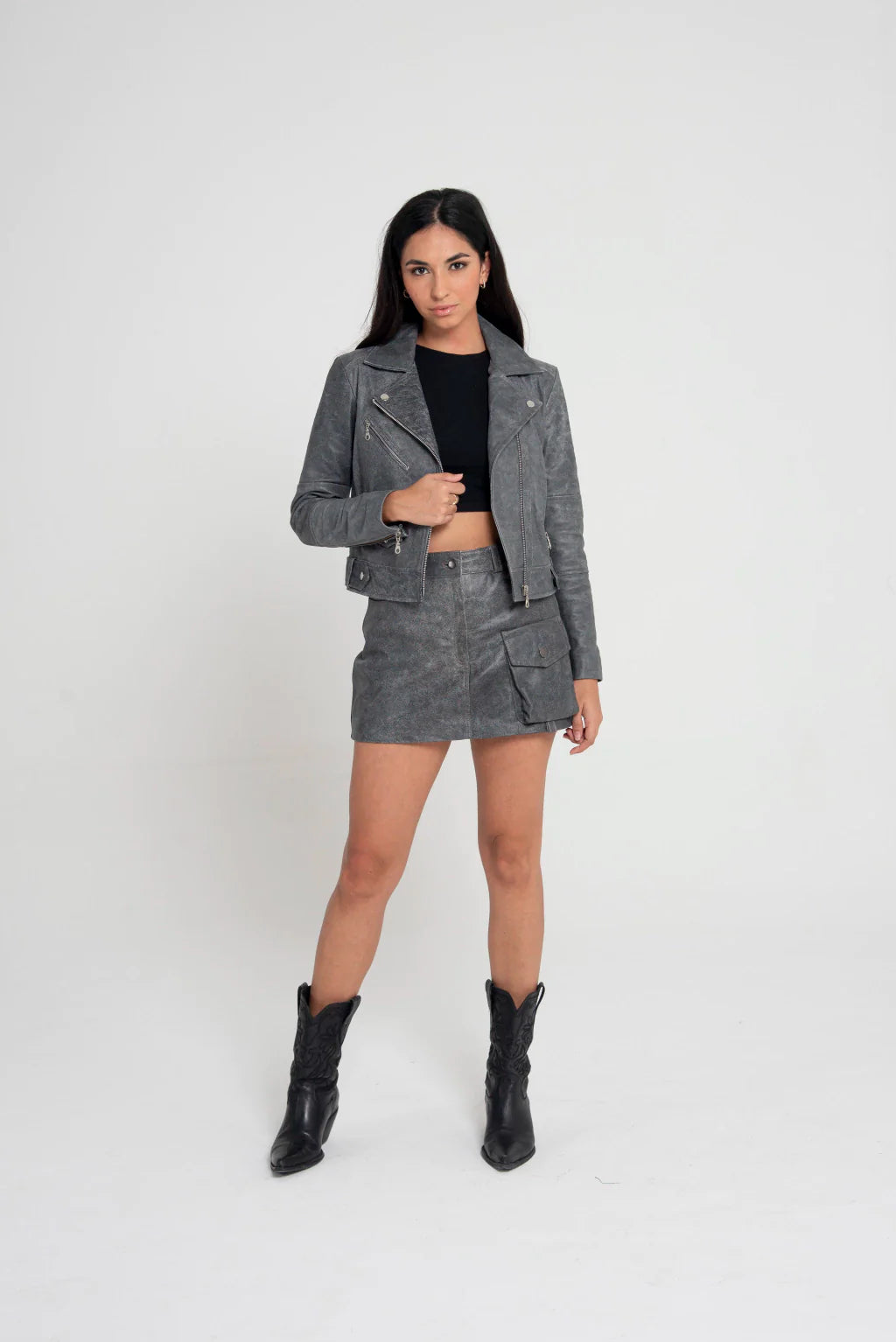 Ace Midnight Gray Rider Biker Jacket