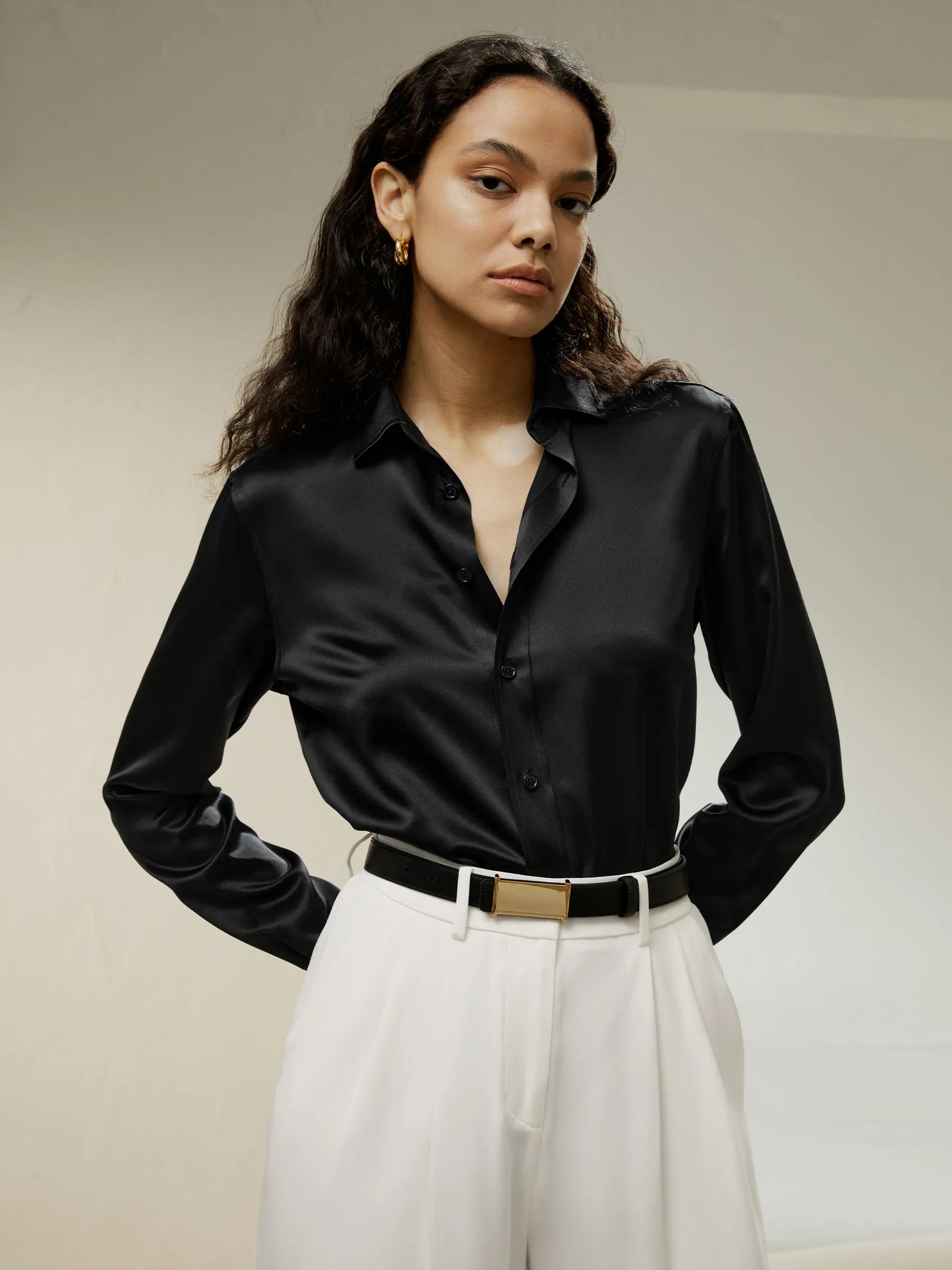 black silk dress shirt womens Amazon.com: Satin Long Sleeve Shirt for Women Dressy Casual Button Down Silk Shirt Tops Soft Comfortable Work Blouse Loose Shirts Black : Clothing, Shoes & Jewelry