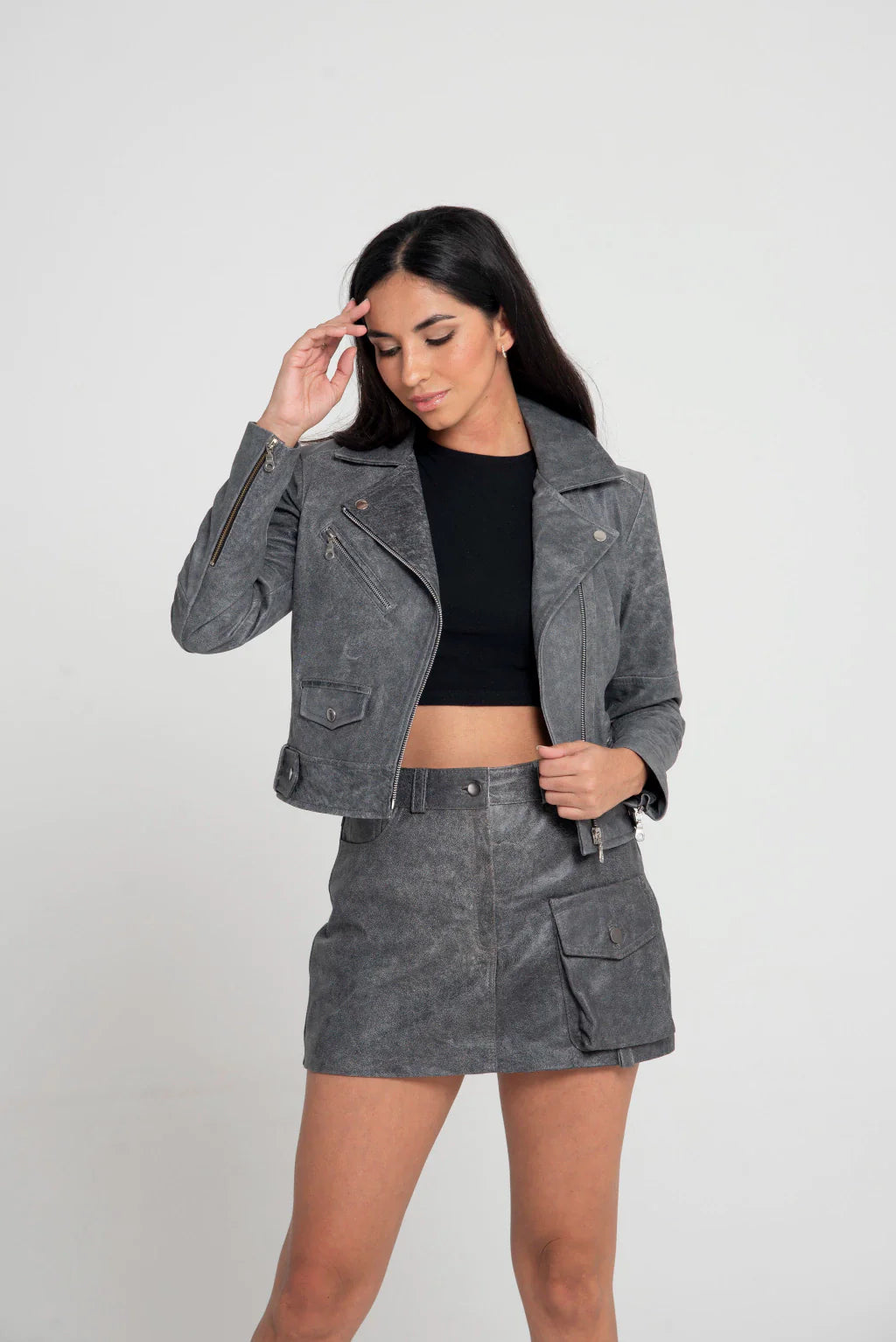 Ace Midnight Gray Rider Biker Jacket